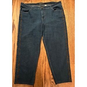 Fantasy Women's Cropped  Embroidered Jeans Pants size 20 XXL